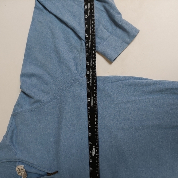 LL Bean‎ Blue Large Reg Shirt Pullover Zip Moc Neck Cotton Cashmere Sweater Soft - Picture 4 of 7